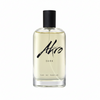 A clear glass perfume bottle with a black cap, labeled "Akro DARK," containing a light yellow liquid that exudes a mature sensuality and an addictive chocolate fragrance.