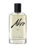 A clear glass bottle of INK by Akro, a unique tattoo fragrance with a black cap and black text on the label. The light yellow liquid inside captures the essence of body decoration.