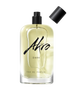 A clear glass bottle of Akro DARK Eau de Parfum with a black spray top and detachable cap, exuding mature sensuality with its addictive chocolate fragrance.