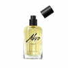 A bottle of SMOKE Eau de Parfum by Akro, featuring a black spray nozzle and a detachable black cap. This unisex perfume, belonging to the aromatic family, contains a light yellow liquid that exudes a rich tobacco fragrance.