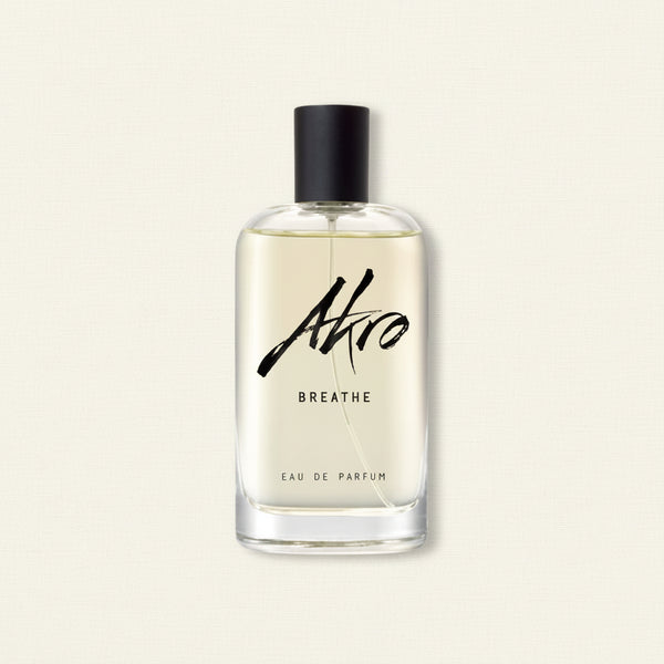 Airo Breathe eau de parfum bottle with black cap and cream front label