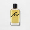 A clear glass bottle of Akro's SMOKE Eau de Parfum, featuring a black cap and filled with amber-colored liquid, exudes a rich tobacco fragrance. The product is set against a light textured background.