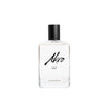 Front view eau de parfum bottle, black cap, clear glass, Ahro Heat label
