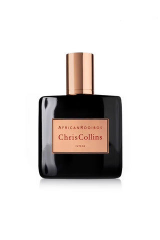 African rooibos intense perfume bottle with rose-gold cap and black glass