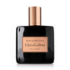 A bottle of Harlem Nights by Chris Collins Eau de Parfum, featuring a sleek black design with an elegant gold cap and label, is showcased against a white background, emanating an aura of evening scent seduction.