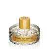 Bottle of Poets of Berlin perfume by Vilhelm Parfumerie with vetiver notes, New York labeling, featuring a gold cap and a textured glass design.
