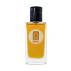 Smolderose perfume bottle with clear glass, black cap, and amber-yellow liquid