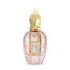 A decorative perfume bottle named Elle Anniversary by Xerjoff, featuring a gold cap and an intricate marbled design, with a gold label in the center.