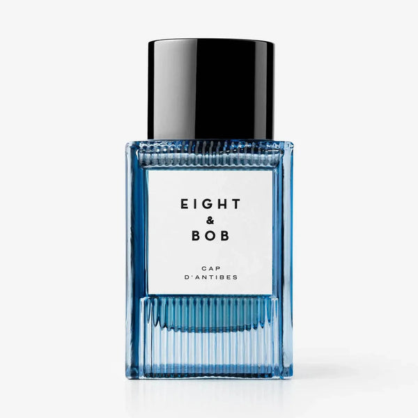 Cap d'Antibes Eau de Parfum bottle with black cap and blue glass
