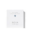 Front view of a white rectangular box labeled "Elysium Eau Intense" by Roja Parfums, showcasing a minimalist design with blue and gray text that reflects the fresh woody sensual essence of the fragrance.