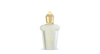 A white perfume bottle with a gold cap. The bottle has elegant curves and features the word "Casamorati" at the top and "Quattro Pizzi" underneath, hinting at its enchanting summer scent.