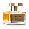 A square glass bottle of Dahab from the Kajal - Classic Collection Eau de Parfum features a golden cap and a labelled front. This 100ml EDP holds a golden-hued liquid, delivering an opulent fragrance.