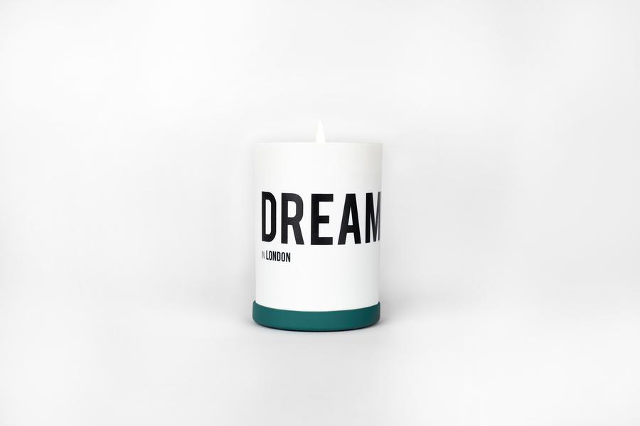 A Nomad Noe candle, labeled "DREAMER in London," placed against a plain white background.