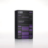 Escentric 01 Eau de Parfum box with E01 and purple-black data-style graphics