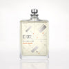 A clear glass bottle of Escentric 02 by Escentric Molecules, featuring geometric designs on the front, a silver spray nozzle on top, and infused with Ambroxan for super-longlasting freshness.