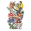 Decorative perfume label art with multicolor circles, leaves, and 4160 Tuesdays London text