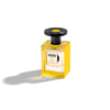 A square yellow perfume bottle with a black circular cap, labeled "No Rules" by Jusbox, set against a white background and casting a shadow to the left. It embodies an aromatic woody essence crafted by master perfumer Antoine Lie.