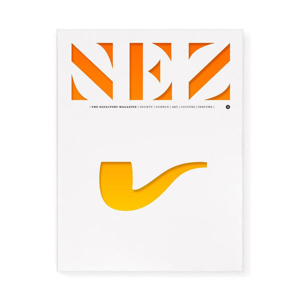 Perfume and Art magazine issue cover with NEZ logo and yellow curving mark