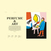 Perfume and Art magazine spread with PERFUME & ART text and colorful character art