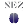 Abstract magazine cover page with navy and violet brain-like logo and large lettering