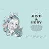 Mind & Body magazine spread with illustrated face and botanical elements