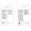 Narcissus perfume booklet spread with two text columns and small brand labels