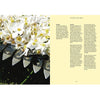 Narcissus perfume booklet spread featuring white flowers and gold-toned blossoms