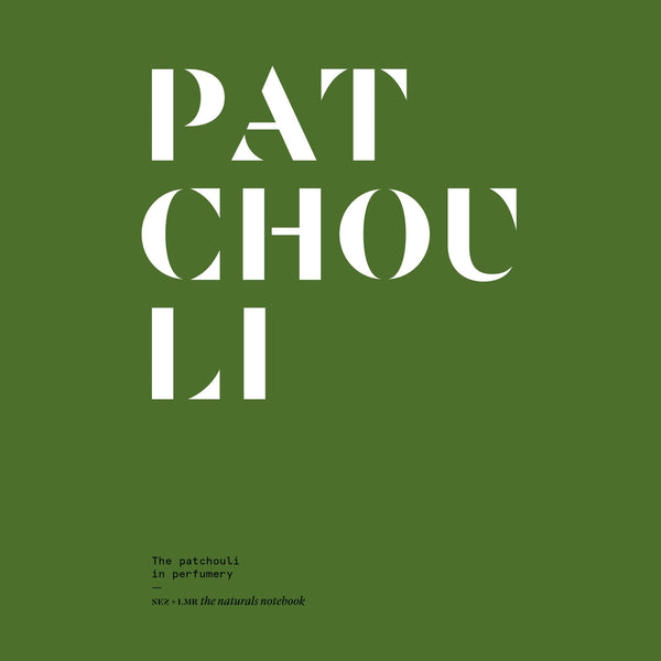 Patchouli perfume booklet cover with "PAT CHOU LI II" title text on green