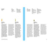 A two-page spread from the book "Smell, Feel. Perfumers, Odors, and Emotions" by Nez featuring text columns with dates and small color-coded tabs. The pages provide information and biographies along with insights into notable exhibitions, with some text highlighted in yellow.

