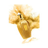 A golden perfume bottle labeled "Accento Overdose" with gold powder dispersing in the background, capturing the essence of sophisticated olfactory notes by Xerjoff.