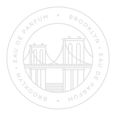 Logo featuring an outline of the Brooklyn Bridge encircled by the words "BROOKLYN - EAU DE PARFUM" repeated twice, perfectly capturing the essence of a summer scent. This is Brooklyn by Gallivant from Gallivant Perfumes.