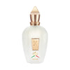 A white Xerjoff Naxos perfume bottle adorned with a gold cap and label, featuring the word "Naxos" and an ornate logo at the bottom, beautifully captures the vibrant essence of Sicily with notes of Mediterranean citruses.