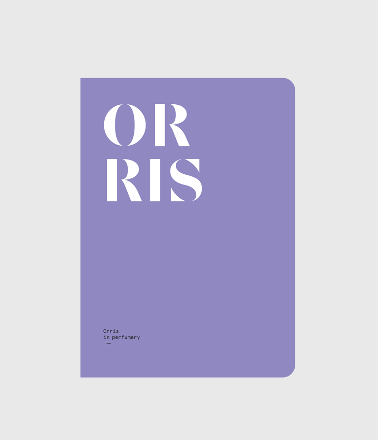 A purple book cover with the large white text "OR RIS." Below, in smaller text, it reads "Nez Editions Orris: an exploration of Iris Pallida as an expensive raw material in the perfumer's palette by Nez.