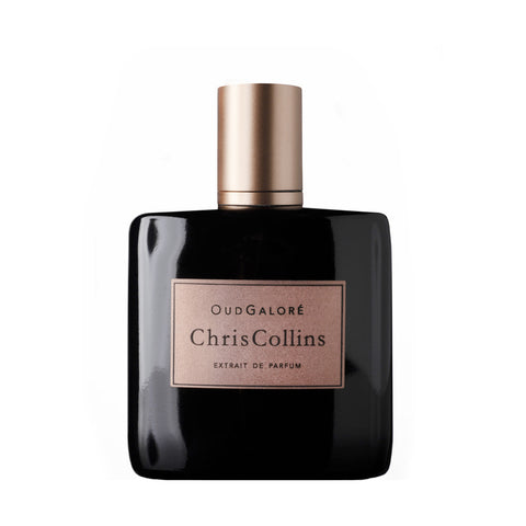 Chris Collins Oud Galore extrait de parfum in a black bottle with gold cap