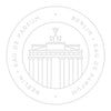 A circular logo featuring a minimalist line drawing of the Brandenburg Gate. The text "BERLIN" and "EAU DE PARFUM" encircles the image, evoking Berlin by Gallivant with woody citrus spicy perfume notes from Gallivant Perfumes.